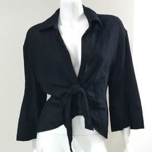 💕Zara M black sheer gathered blouse